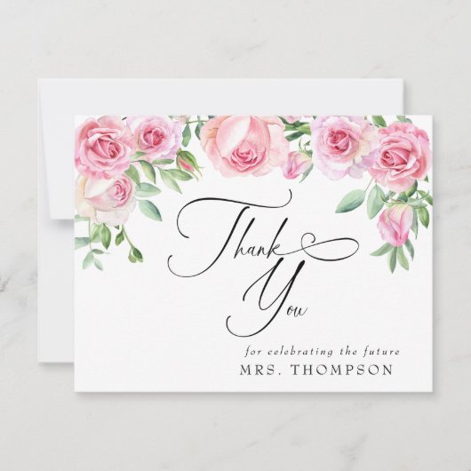 Fleurs Roses Blush Mariage | Merci (Devant)