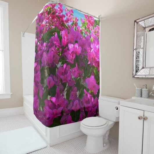 Fleurs roses Bougainvilliers, Rideau de douche (En situation)