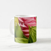 Fleurs roses Boules vertes Amour floral Mug photo (Devant gauche)