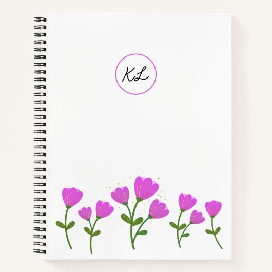 Fleurs roses Carnet Spiral personnalisé (Devant)