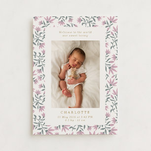Fleurs roses carte bébé