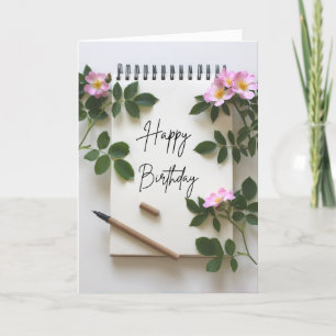 Fleurs roses Carte d'anniversaire