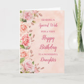 Fleurs roses Carte d'anniversaire fille (Devant)