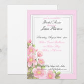 Fleurs roses Cartes d'invitation pour la douche nu (Devant / Derrière)