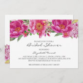 Fleurs roses chaudes invitation à la douche nuptia (Devant / Derrière)