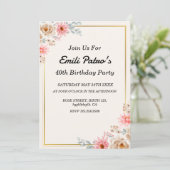 fleurs roses classiques 40e invitation anniversair (Debout devant)