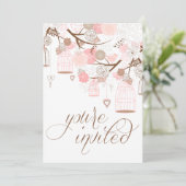 Fleurs roses Coeurs et Faire-part de mariage d'ois (Debout devant)