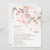 Fleurs roses Coeurs et Faire-part de mariage d'ois (Dos)