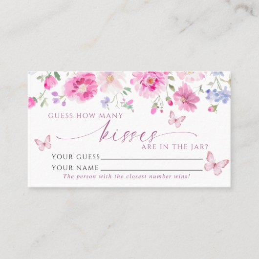 Fleurs roses Combien de baisers Douche Carte de je (Devant)