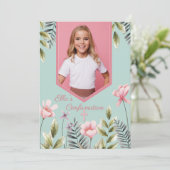 Fleurs roses - Confirmation de la photo Invitation (Debout devant)