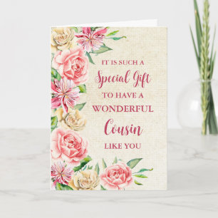 Fleurs roses Cousin Bonne carte de fête des mères
