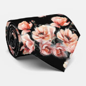 Fleurs roses cravate noire (Roulé)