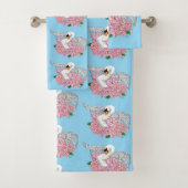 Fleurs roses cygnes blanches (En situation)