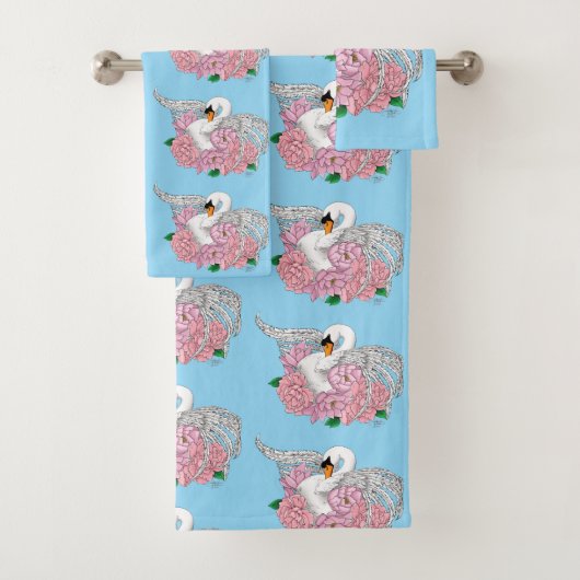 Fleurs roses cygnes blanches (En situation)