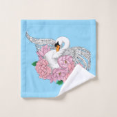 Fleurs roses cygnes blanches (Gant de toilette)