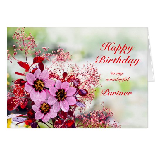 Fleurs roses d'anniversaire du partenaire (Devant horizontal)