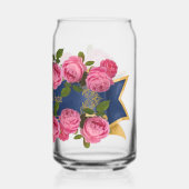 fleurs roses dans une bannière bleue modifiable (Verso)