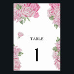 Fleurs roses d'aquarelle - Numéro de table mariage<br><div class="desc">Aquarelle rose roses fleurs thème carte de douche nuptiale avec aquarelle illustration de roses de bouquet avec verdure.</div>