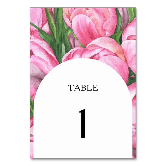 Fleurs roses d'aquarelle - Numéro de table mariage (Par défaut)