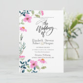 Fleurs roses de jardin Invitation de mariage (Debout devant)