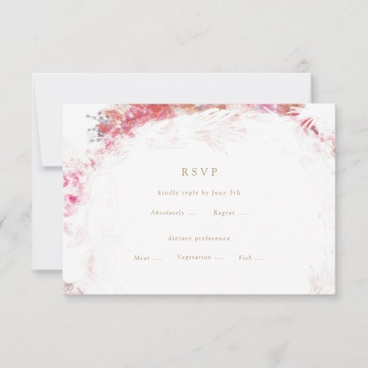 Fleurs roses de printemps romantiques Mariage RSVP (Devant)