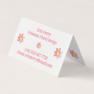 Fleurs roses désossées Cartes de visite pliés