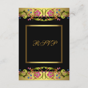 Fleurs roses dorées Anniversaire 50 ans femme RSVP