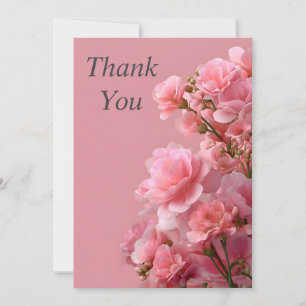 Fleurs roses douces sur Carte de remerciements ros
