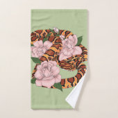 Fleurs roses du serpent de maïs vert (Serviette à main)