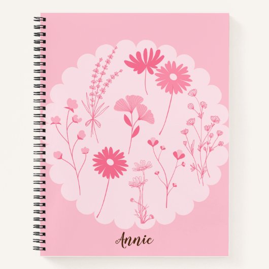 Fleurs Roses Élégantes - Carnet Spiral (Devant)
