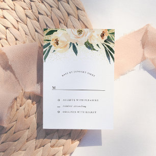 Fleurs roses élégantes et RSVP confettis dorés
