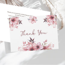 Fleurs roses élégantes Merci Cadeau de mariage