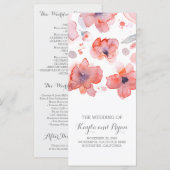 Fleurs roses Élégants programmes de mariage aquare (Devant / Derrière)