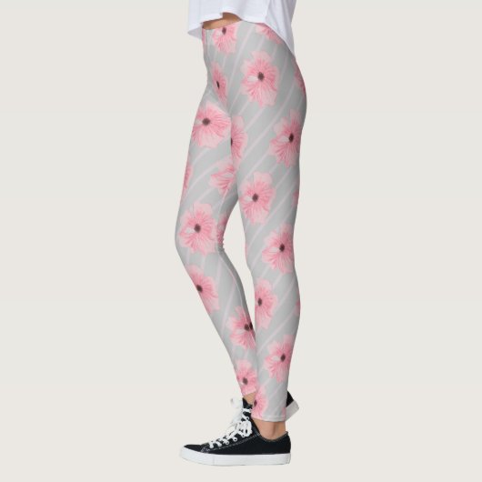 Fleurs Roses Et Bandes Leggings (Gauche)