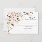 Fleurs roses et blanches avec cartes RSVP vertes (Devant)