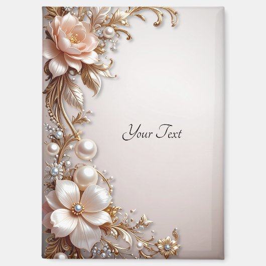 Fleurs roses et blanches douces Magnet (Recto)