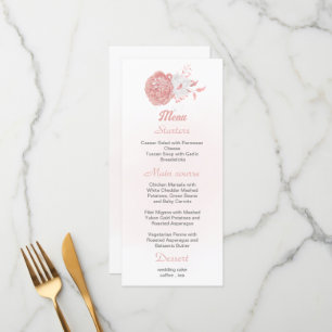 fleurs roses et blanches menu mariage botanique