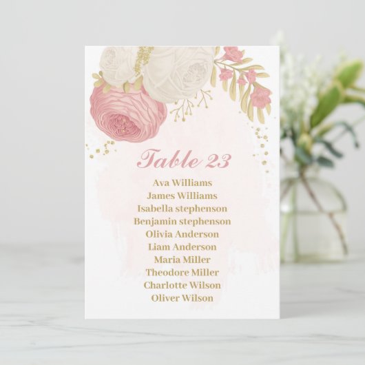 fleurs roses et blanches or carte de siège (Debout devant)