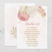 fleurs roses et blanches or carte de siège (Devant / Derrière)
