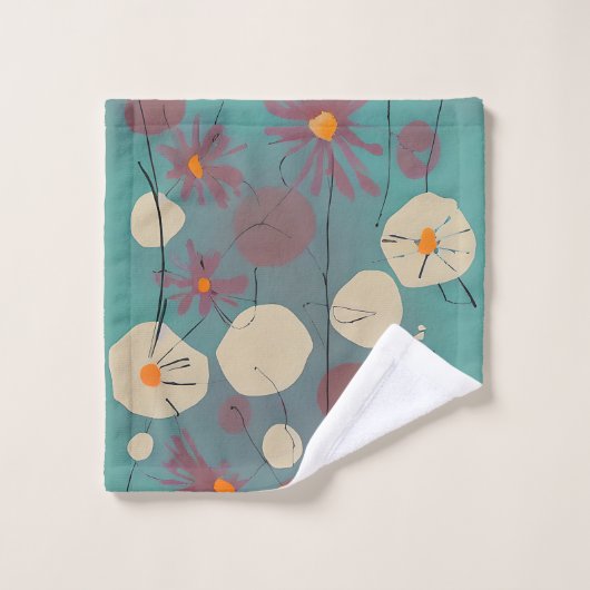 Fleurs roses et blanches rétro (Gant de toilette)