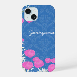 Fleurs roses et blanches vintage avec damas sur fo