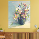 Fleurs roses et bleues - Impression en toile (Insitu(Salon))