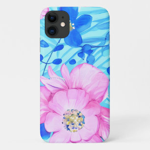 Fleurs roses et bleues iPhone / coque ipad