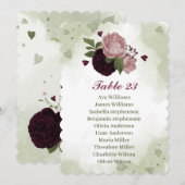fleurs roses et bordeaux vert carte de sièges (Devant / Derrière)