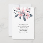 Fleurs roses et gris Merci d'aquarelle classique (Dos)