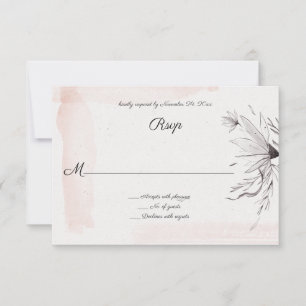 Fleurs roses et grises à l'aquarelle moderne RSVP