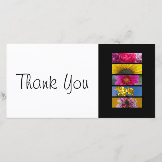 Fleurs roses et jaunes de carte mince de Merci -