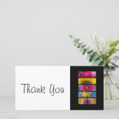 Fleurs roses et jaunes de carte mince de Merci - (Debout devant)