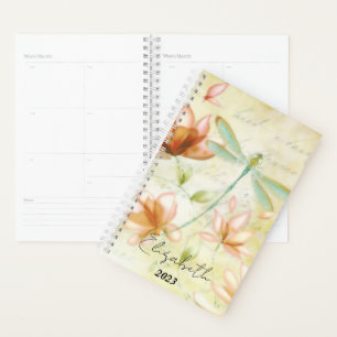 Fleurs roses et libellule personnalisées, année