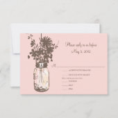 Fleurs roses et Mason Mariage Jar RSVP (Devant)